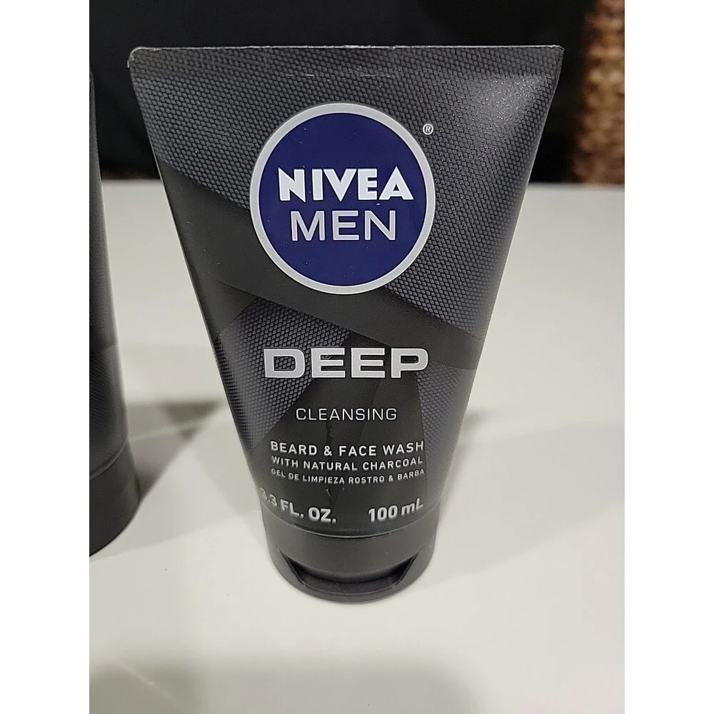 NEW Nivea Men Deep Cleansing Beard And Face Wash 3.3 Ounce X 3 Packs